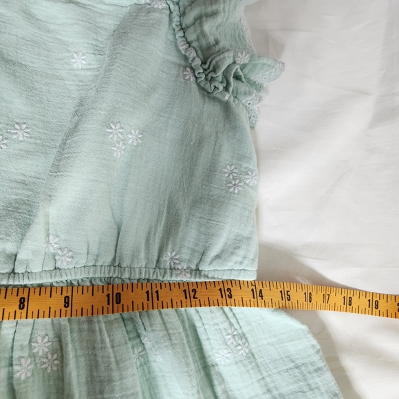 Cat & Jack Light Mint Green Kids XL 14 Dress Embroidery White Flowers - Picture 8 of 9